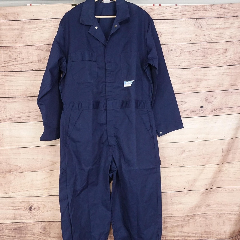 Vintage Sears Coveralls Mens 44R Blue Canvas Workwear Deadstock Made USA